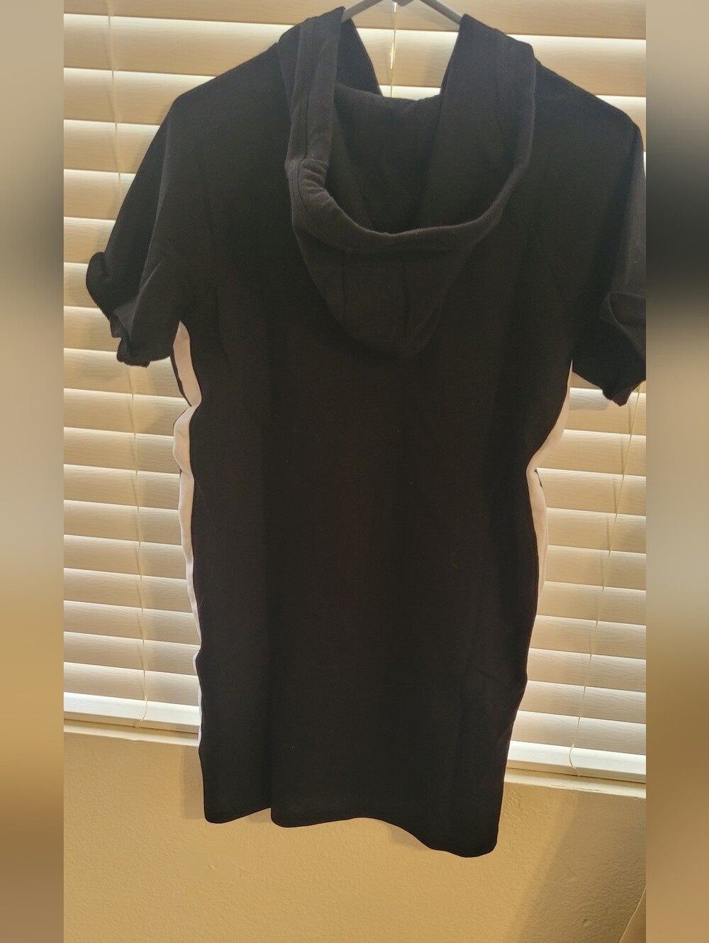 DKNY Sport Hoodie Dress Black Logo Short Sleeve Knit Athleisure Size Small NWT - Picture 9 of 10